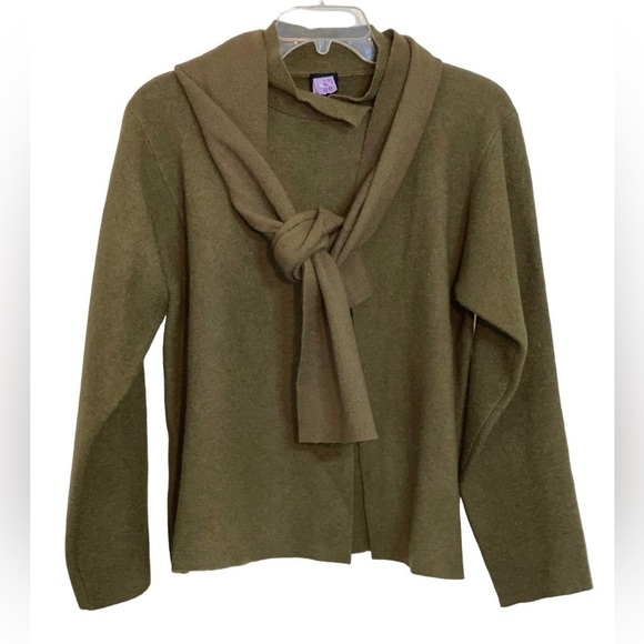 Eileen Fisher Jackets & Blazers - Eileen Fischer wool open jacket with scarf. Size small EUC color Olive Green